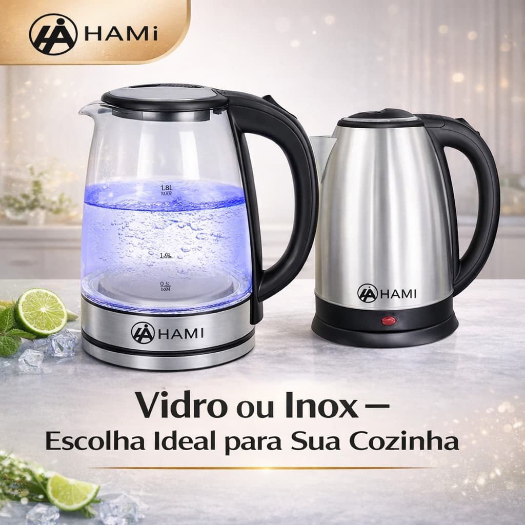 Chaleira Elétrica de vidro/inoxidável,1.8L ,110V/220V,  Tampa e Desligamento Automático