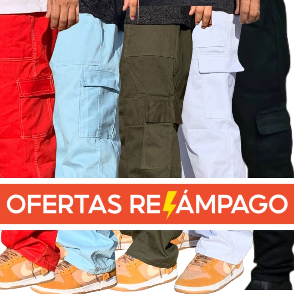 Calça Cargo Masculina Feminina Sarja Premium Bolsos Laterais Estilo Street  Elástico e Cordão na Cintura