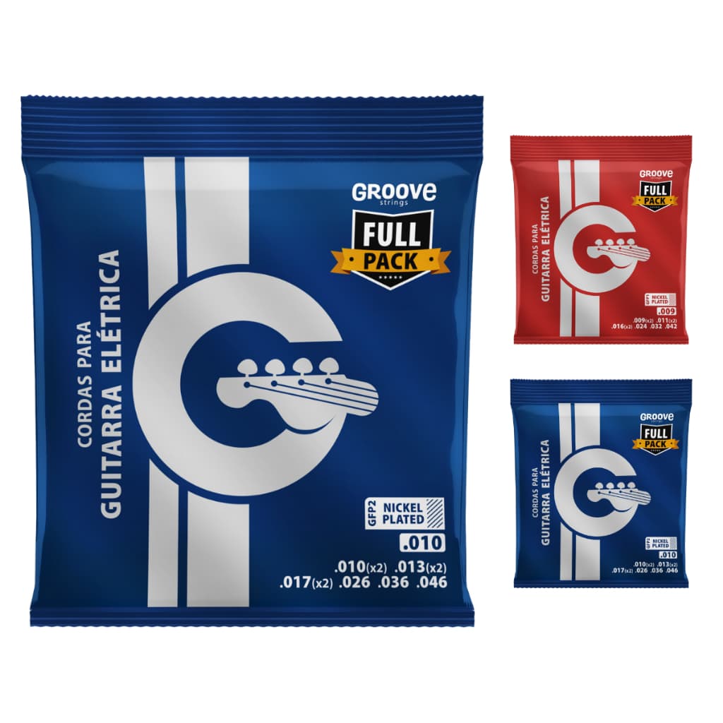 Encordoamento Jogo de Corda Groove by Solez Guitarra 0.9 0.10 GFP1 GFP2 Mi, Si e Sol Extra