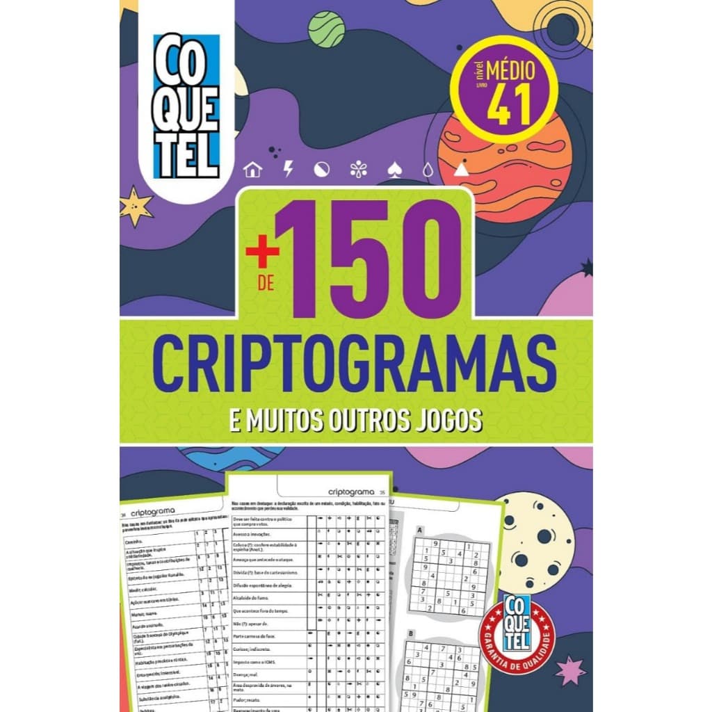 Livro Coquetel + De 150 Criptograma E Outros Jogos - Nível Médio