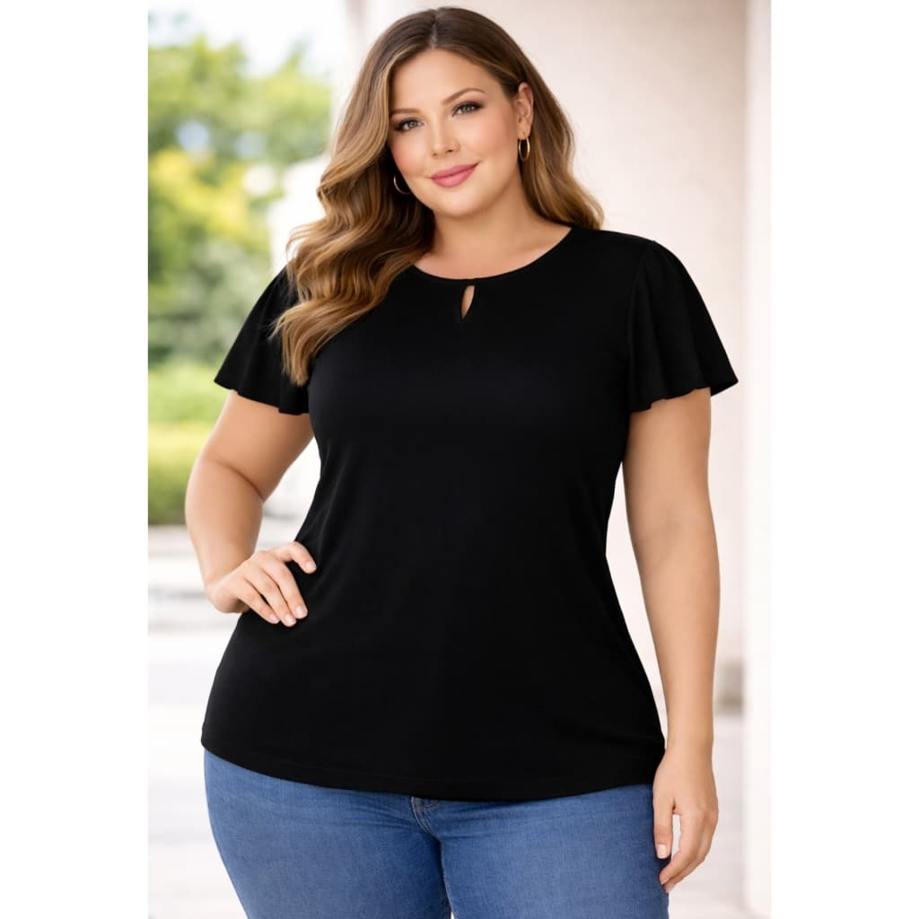 Blusa Plus Size com Manga Decote GOTA