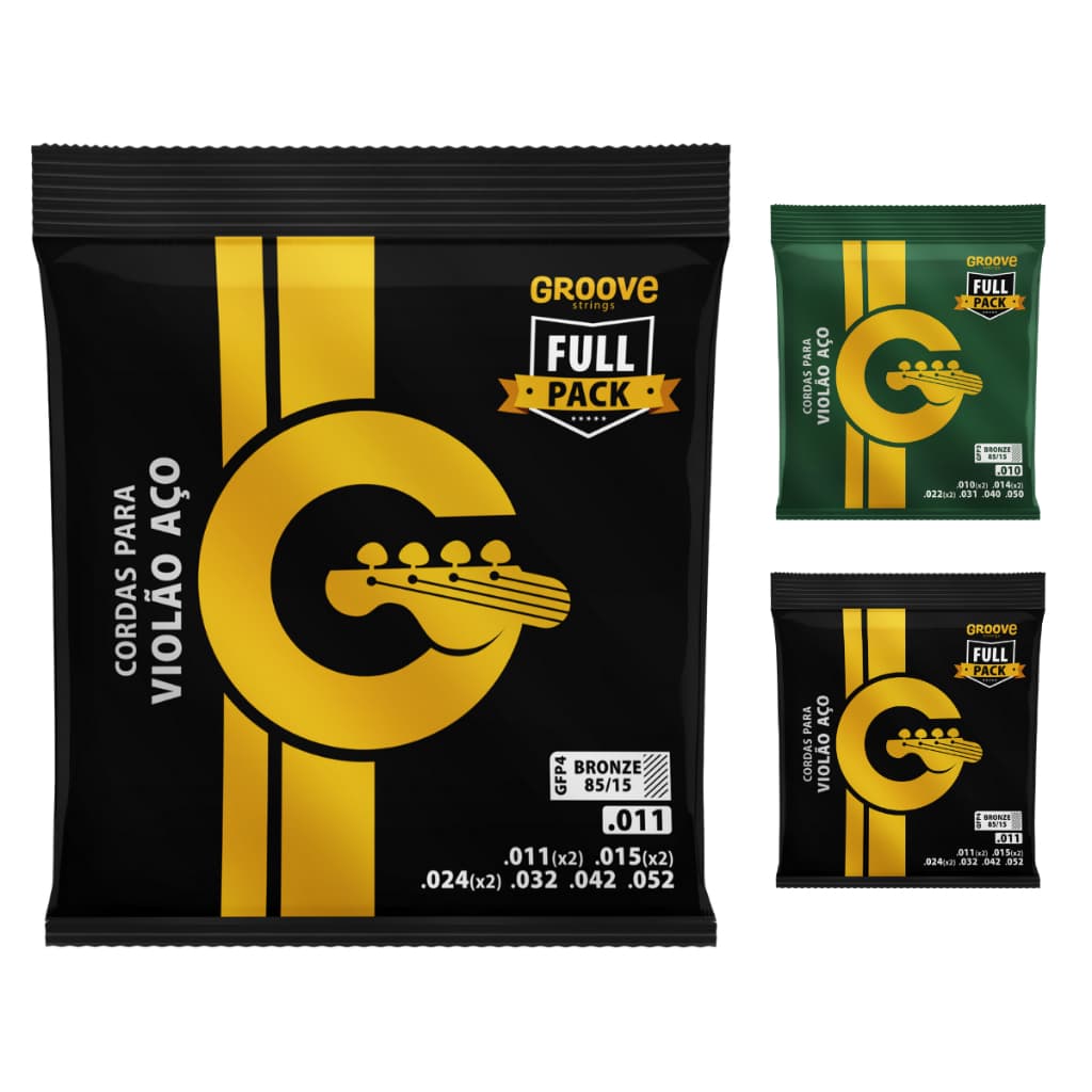 Encordoamento Jogo de Corda Groove by Solez Violão Aço Bronze 85/15 0.10 0.11 GFP3 GFP4 Mi, Si e Sol Extra