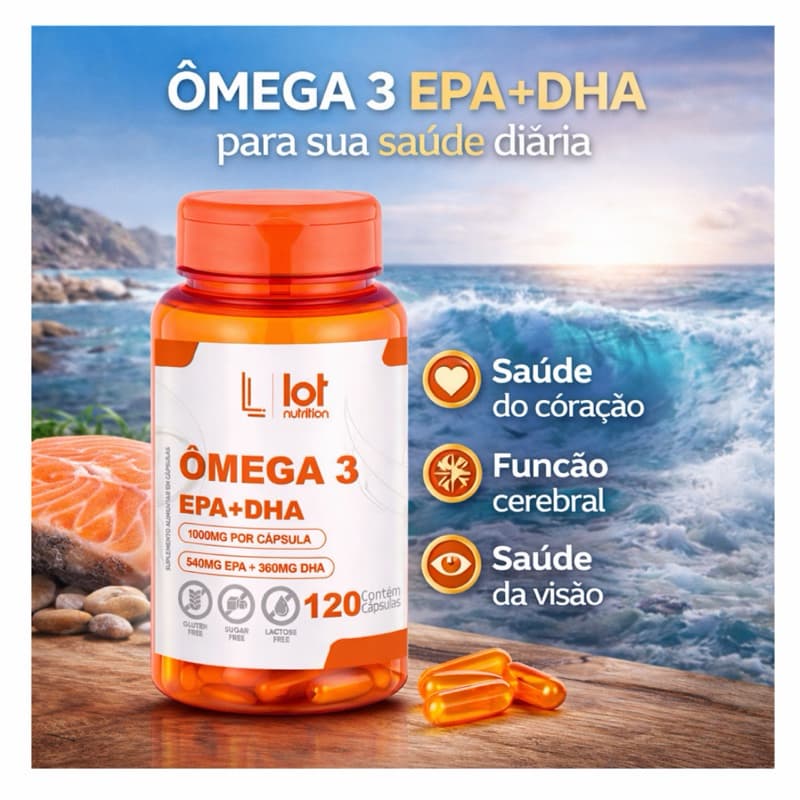 Ômega 3 1000mg 120 Cápsulas Coração Forte Circulação Saúde Lot Nutrition