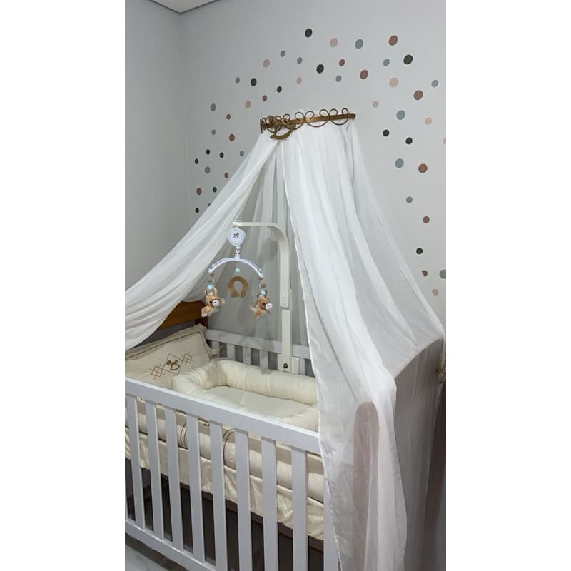 Dossel Arabesco cavalinho Dourado Enxoval Bebê e Mosquiteiro Voil Bebê Quartinho