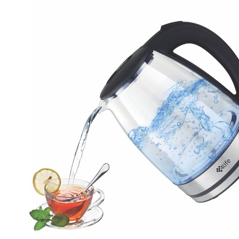 Chaleira Elétrica De Vidro Jarra 2l .110v. Resistente ao calor, Base Rotacional, Desligamento Automático