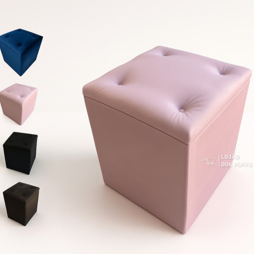 PUFF BAU TECIDO SUEDE PORTA OBJETOS BRINQUEDOS SAPATOS ROUPAS DECORAÇÃO CASA PENTEADEIRA - PROMOÇÃO.