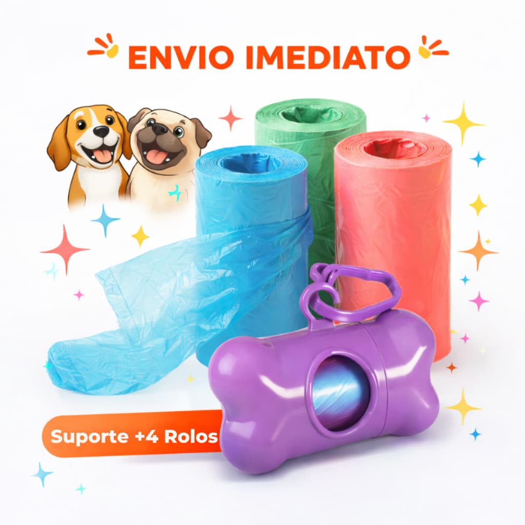 Kit 4 Rolinhos Suporte Cata Cata Coco Cachorro Higienico Pet Lixo