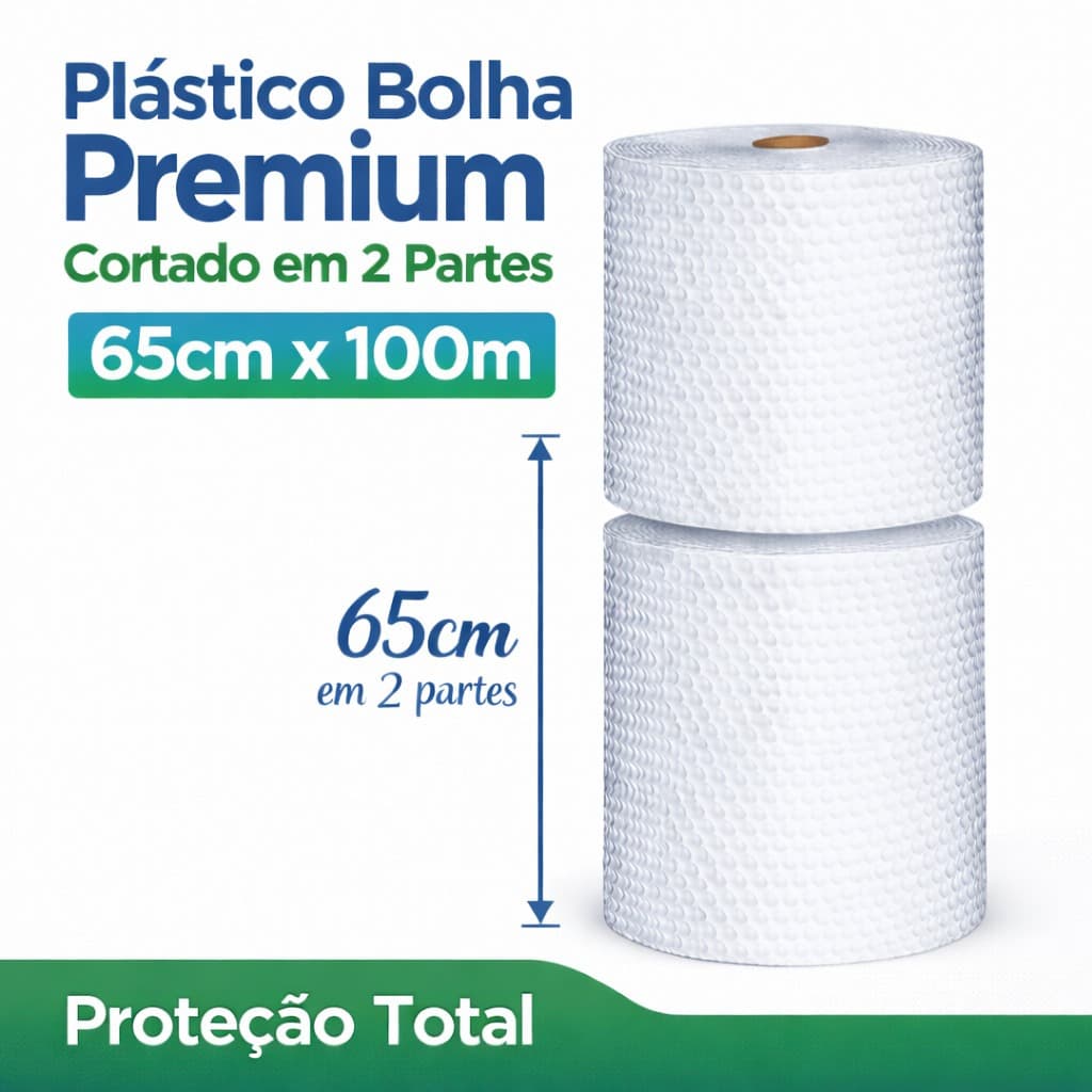 Vendendo Prático Bolha | Rolo 65cm x 100m (2 Cortes) Ideal para Embalagens e Proteção