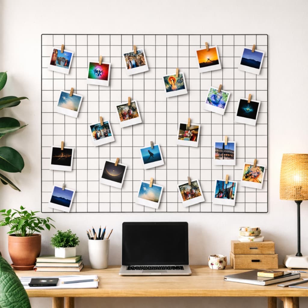 Quadro Organizador Memory Board Grade Metálica com Prendedores