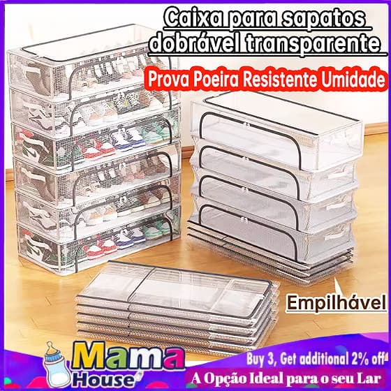 Caixa de armazenamento de sapatos Caixa armazenamento dobrável espessada transparente Armazenamento