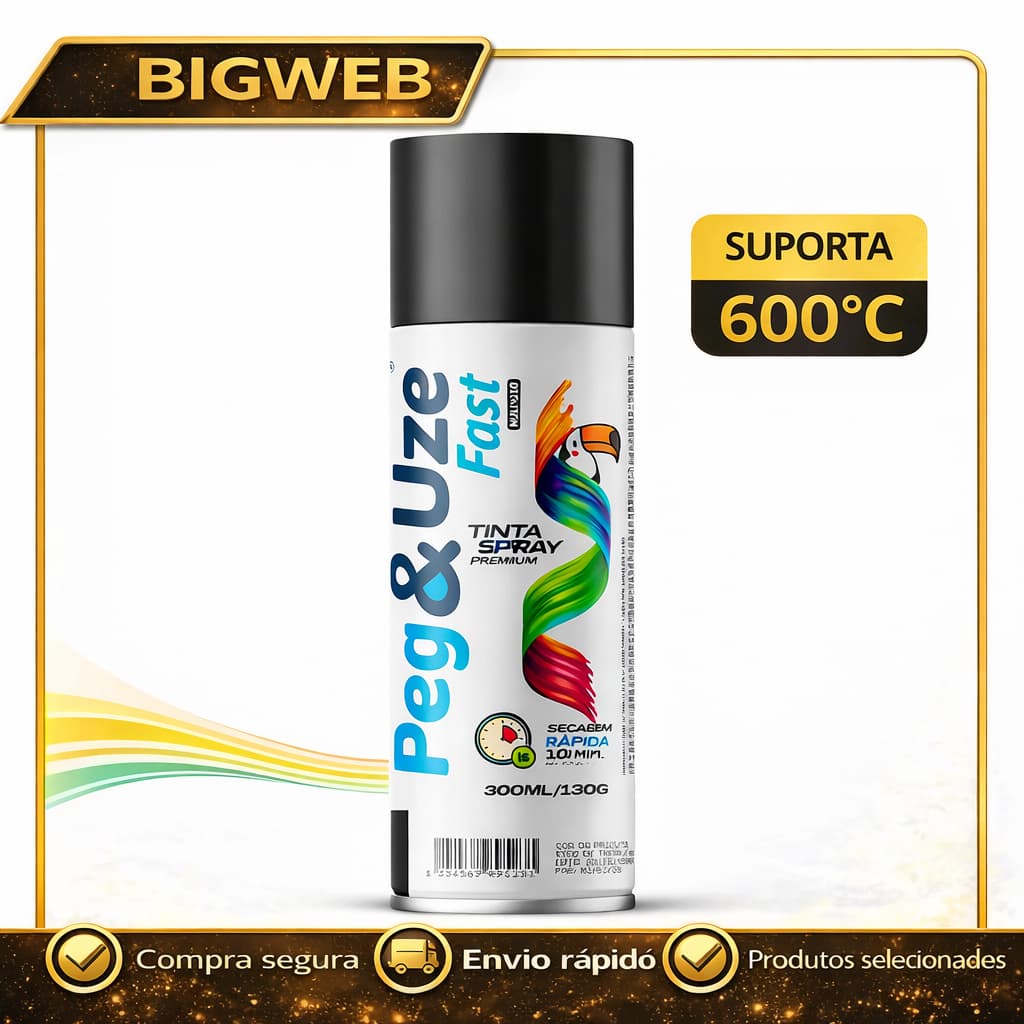 TINTA SPRAY ALTA TEMPERATURA 600 GRAUS PARA ESCAPAMENTOS RODAS CHURRASQUEIRAS CORES 300ML