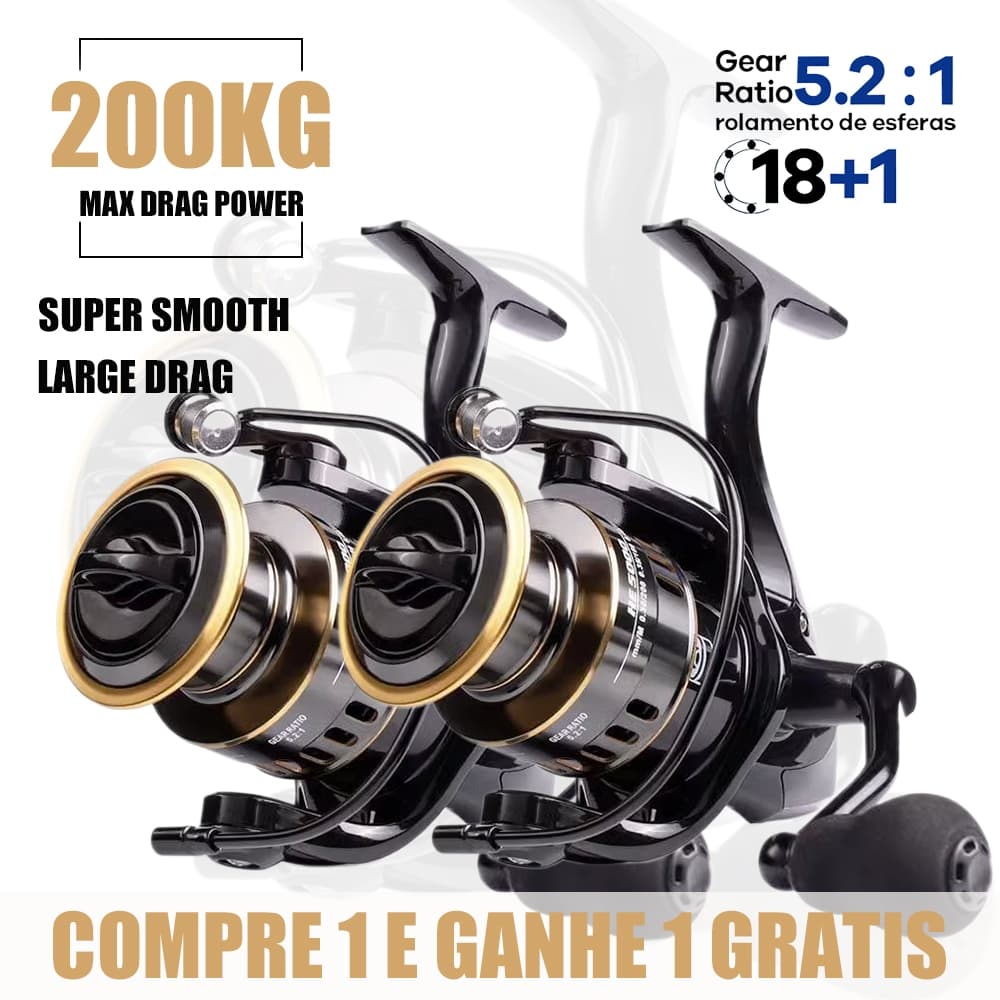 【Compre 1 e ganhe 1 grátis】 Molinete De Pesca De Metal EVA Max Arraste 200kg Cana Em Água Salgada