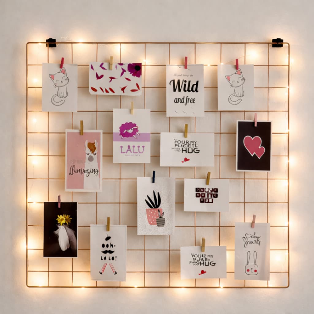 Memory Board Rose Gold Mural de Fotos com Led 2m + Mini Prendedores
