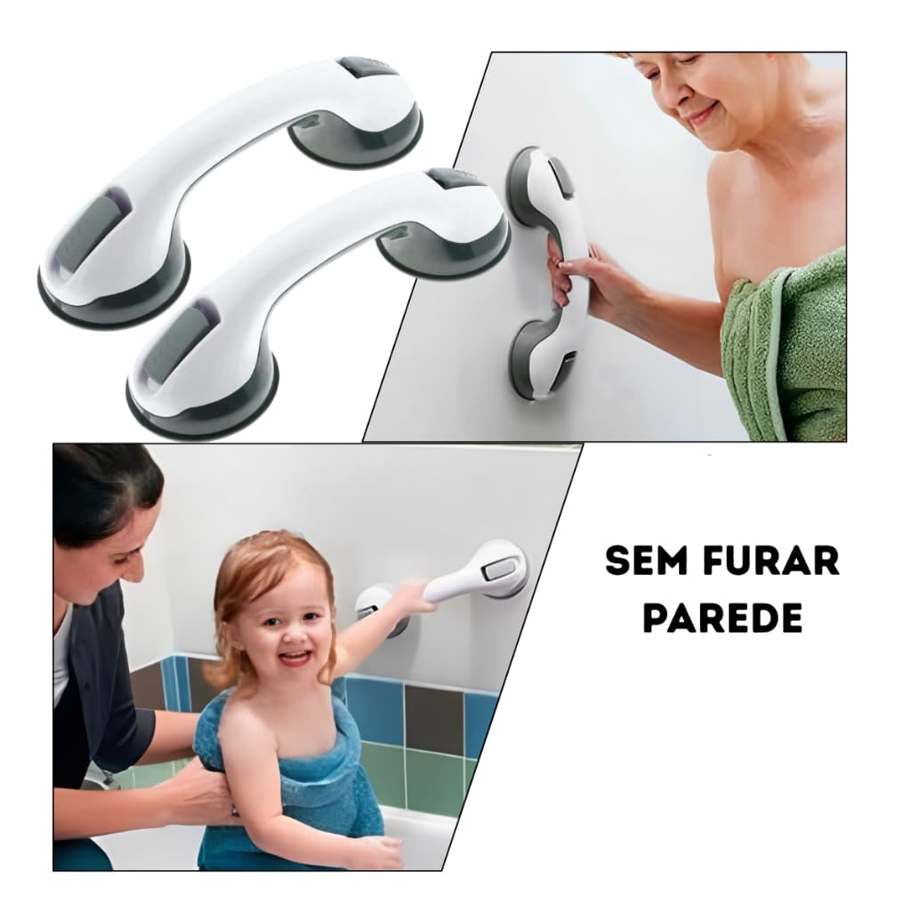 Barra de Apoio para Banheiro com Ventosa Reforçada Sem Furadeira