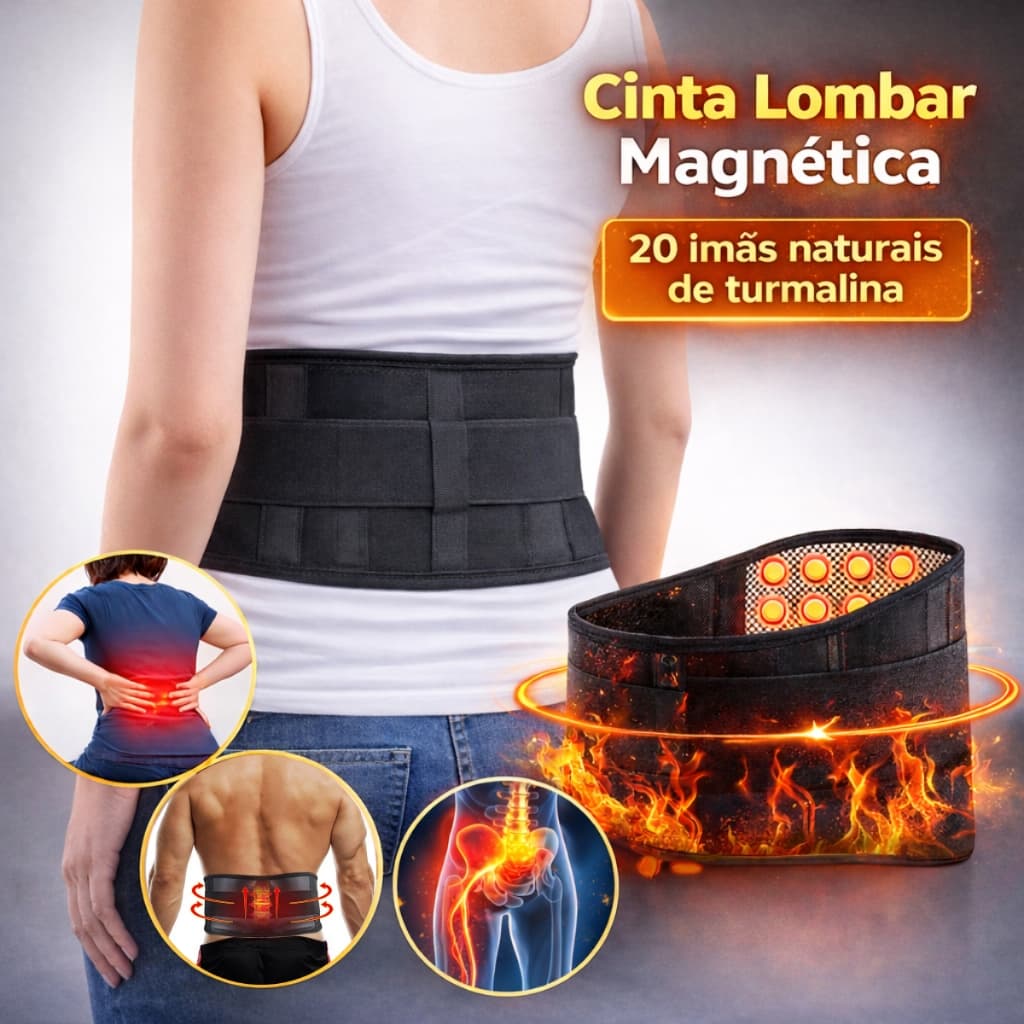 Cinta Lombar Magnética Imãs Turmalina Terapia Alivia Dor Nervo Ciático Hérnia Costas Autoaquecimento
