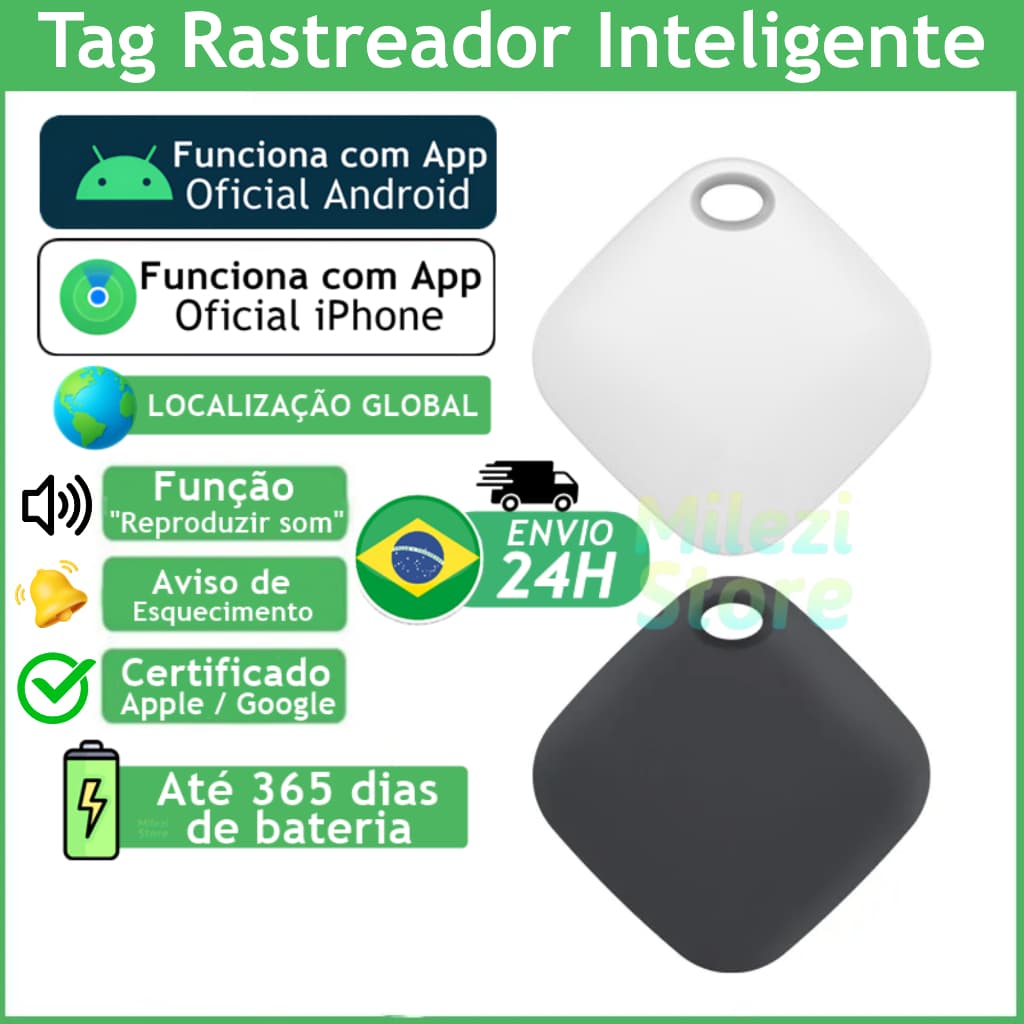 Rastreador Tag Inteligente iPhone Android Certificado App Oficial Distância Global GPS