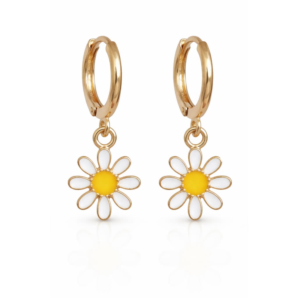 Brinco Infantil Argolinha Florzinha Resinada Folheado Ouro 18k Antialérgico