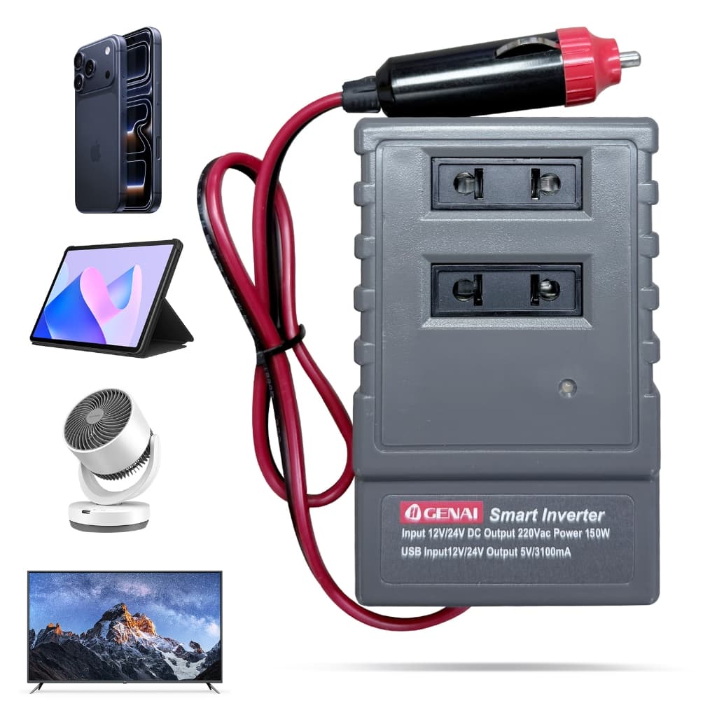 Inversor de potência de 150 W/220 W | Conversor CA de 12V/24V 220V  2 tomadas elétricas + 2 portas USB de 3,1 AInver