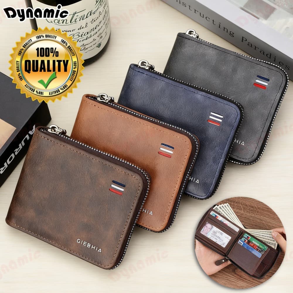 Carteira Masculina Moderna Com Zíper Multifuncional Com Porta Moedas Cartão e Bolso Interno de Zíper Nova-DY