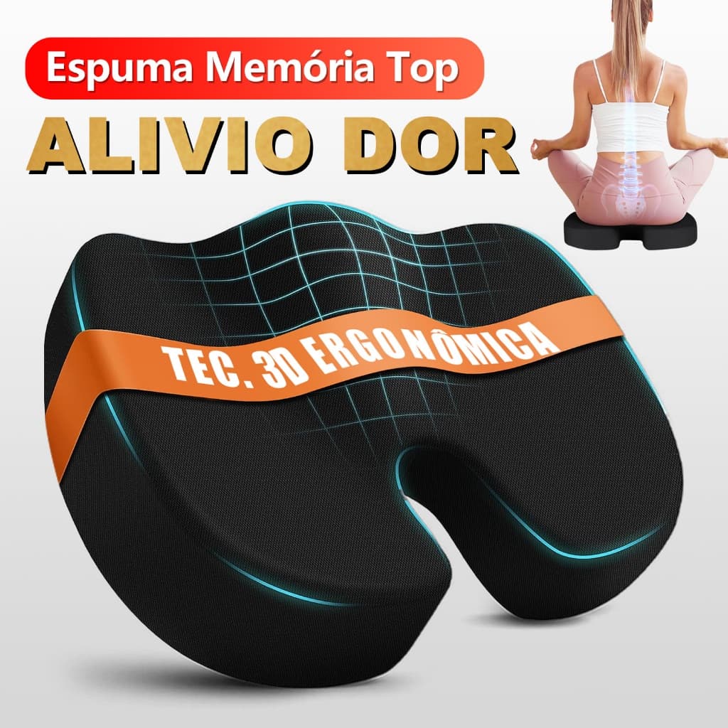 Almofada Assento Ortopédica Viscoelástica Cóccix Alivio Dor