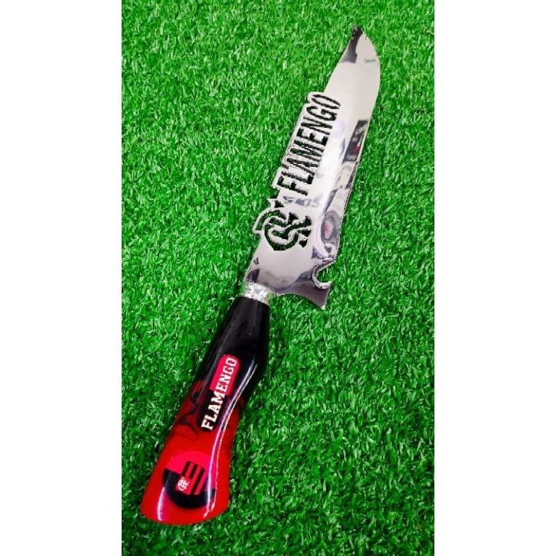 Faca de Churrasco Artesanal Aço Inox 10 Polegadas - Flamengo Campeão