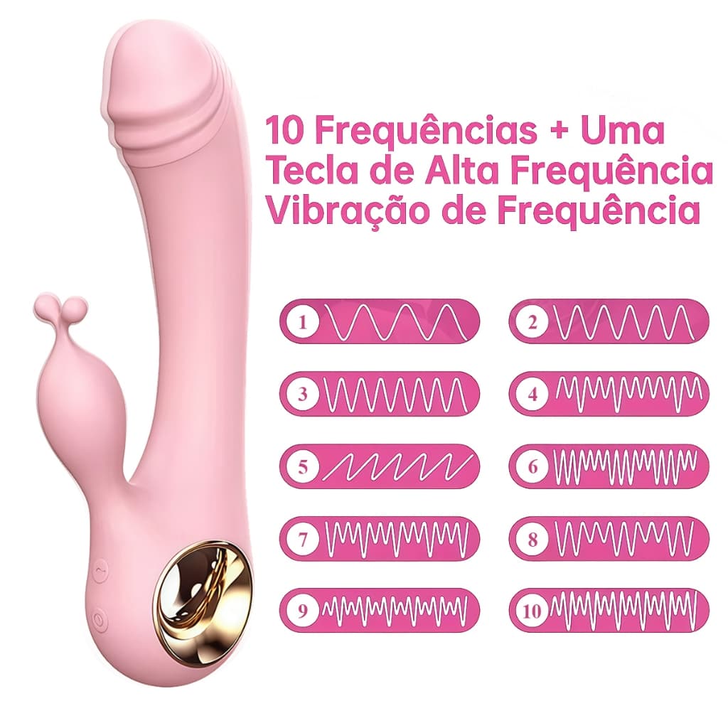 Vibrador G-Spot Recarregável com Estimulador de Clitóris – 10 Modos de Vibração