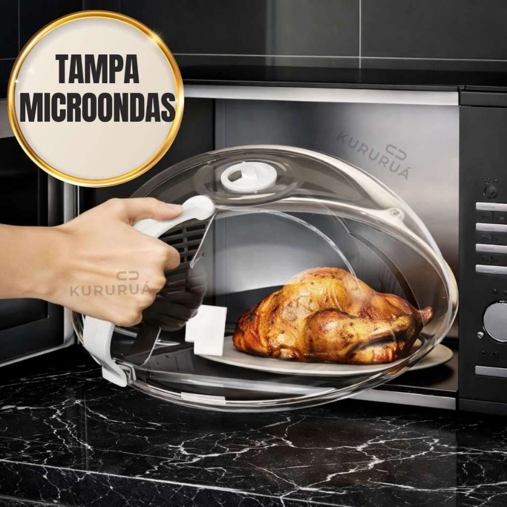 Tampa Microondas Anti-Respingo Com Alça e Transparente Anti Sujeira Com Válvula Livre de BPA Premium