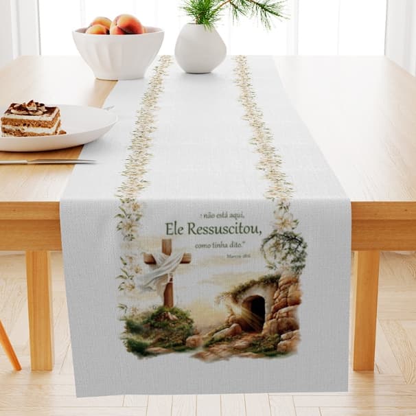 Trilho de Mesa Páscoa 1,43x46cm em Poliéster – Decoração Mesa Posta