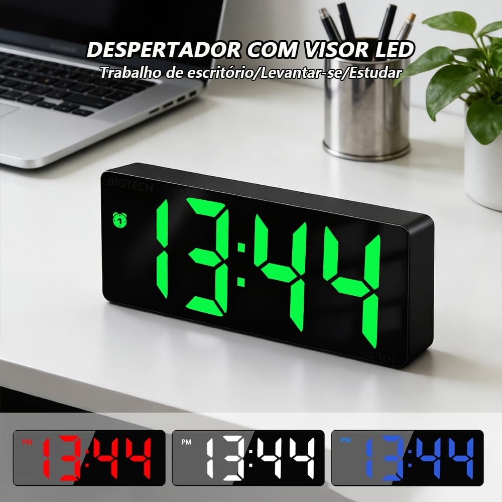 Relógio Despertador Digital De Mesa Usb Com Led Grande Display Digital Decorativo Alarme Alto Volume