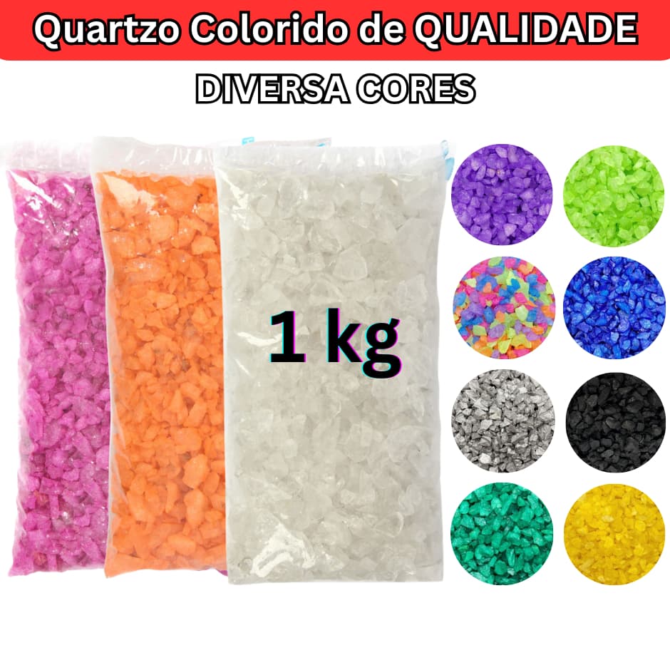 Cascalho Quartzo Colorido Para Decoração Aquários Etc 1 KG