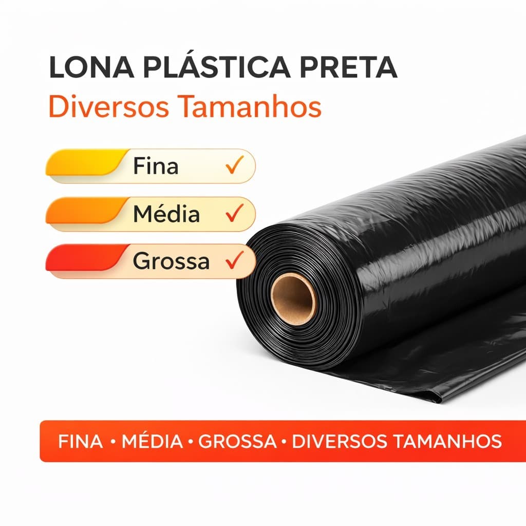 Lona Plástica Preta Impermeável - Fina, Média ou Grossa - Vários Tamanhos, Uso Geral, Piscina, Construção, Proteção