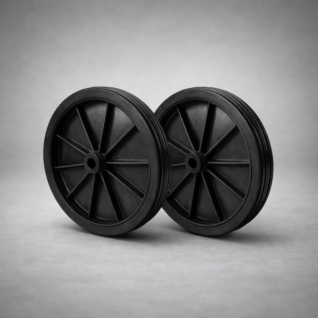 Kit 2 Rodas para Carrinho de Feira Fechado 16 cm de Plástico Preto Até 30 kg Par de Rodinhas Kaori