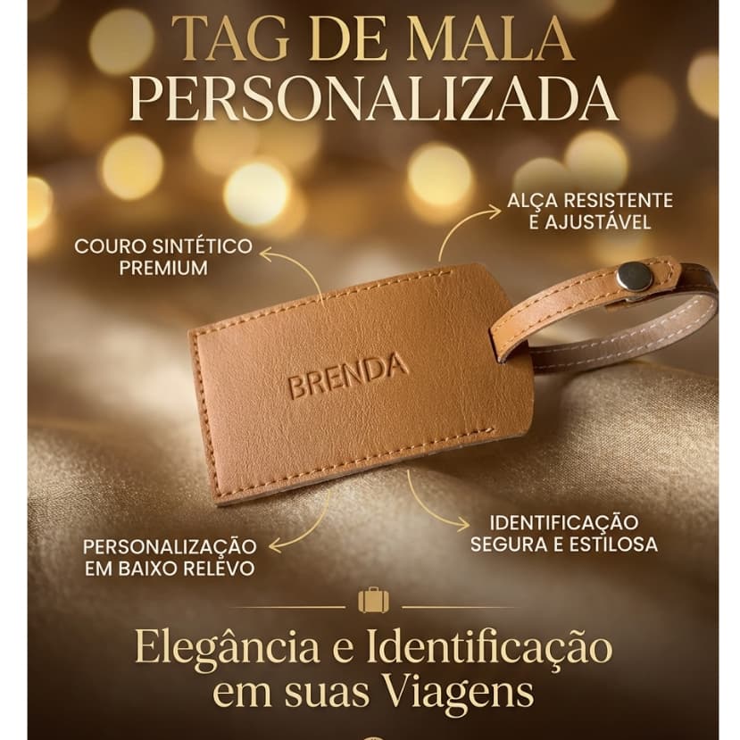 Identificador TAG de Mala Personalizado couro premuim viagem turismo
