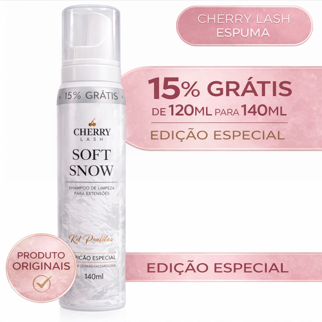 Espuma Mousse de Limpeza para Extensão de Cílios Cherry Lash - Edição Especial 140ml