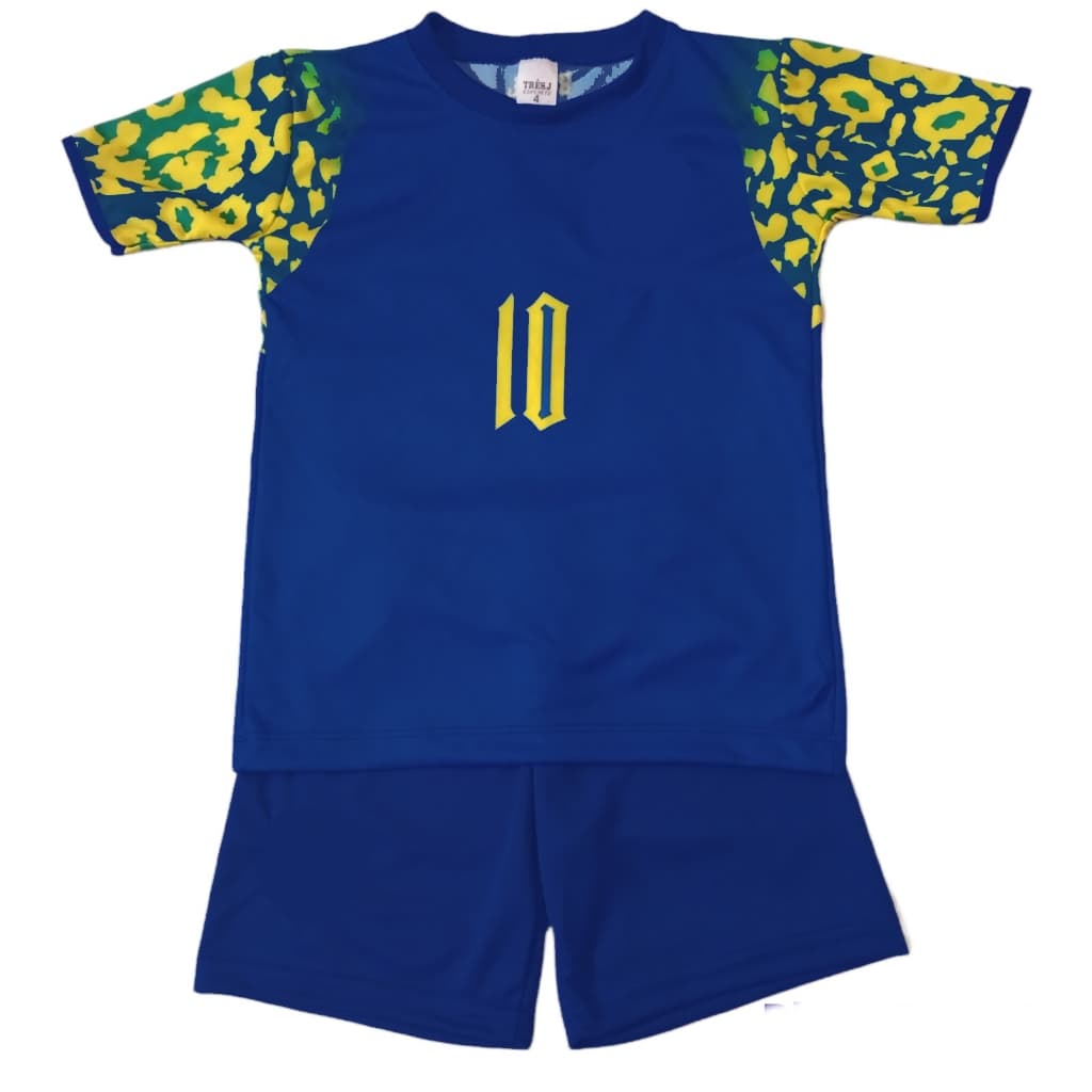 Camisa e Bermuda Meninos Poliéster Seca Rapido Torcida Nacional