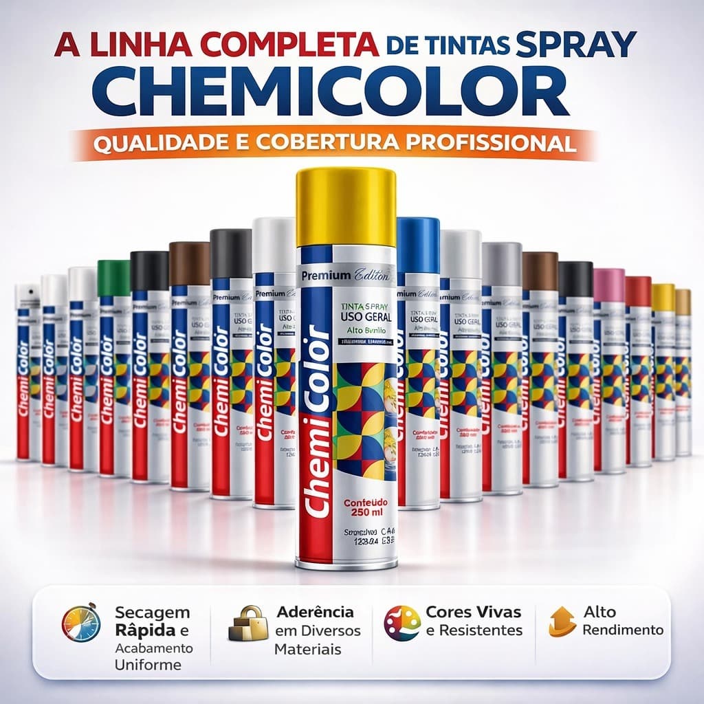 Tinta Spray de 250 ml Secagem Rápida CHEMICOLOR.
