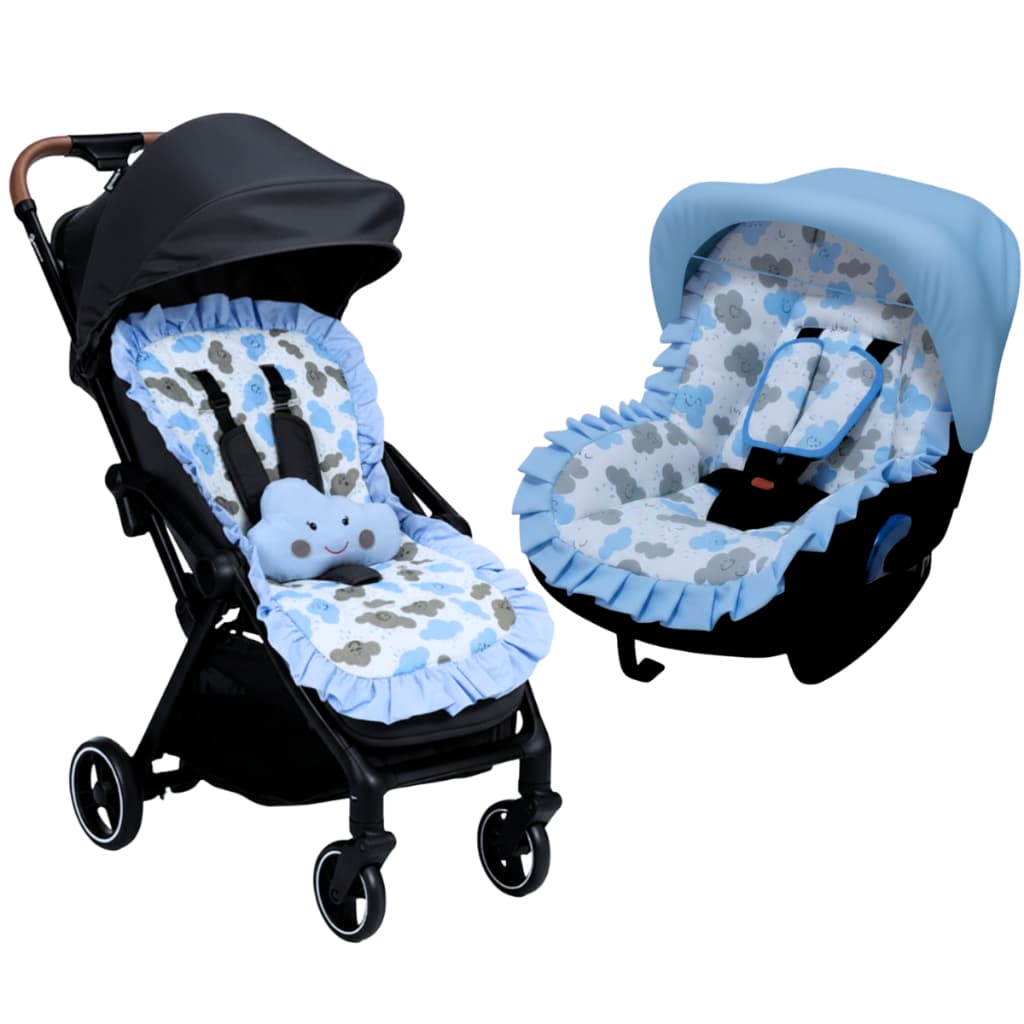 Kit Capa de Bebe Conforto + Capa de Carrinho + Protetor de Cinto + Capotar Solar com Manta