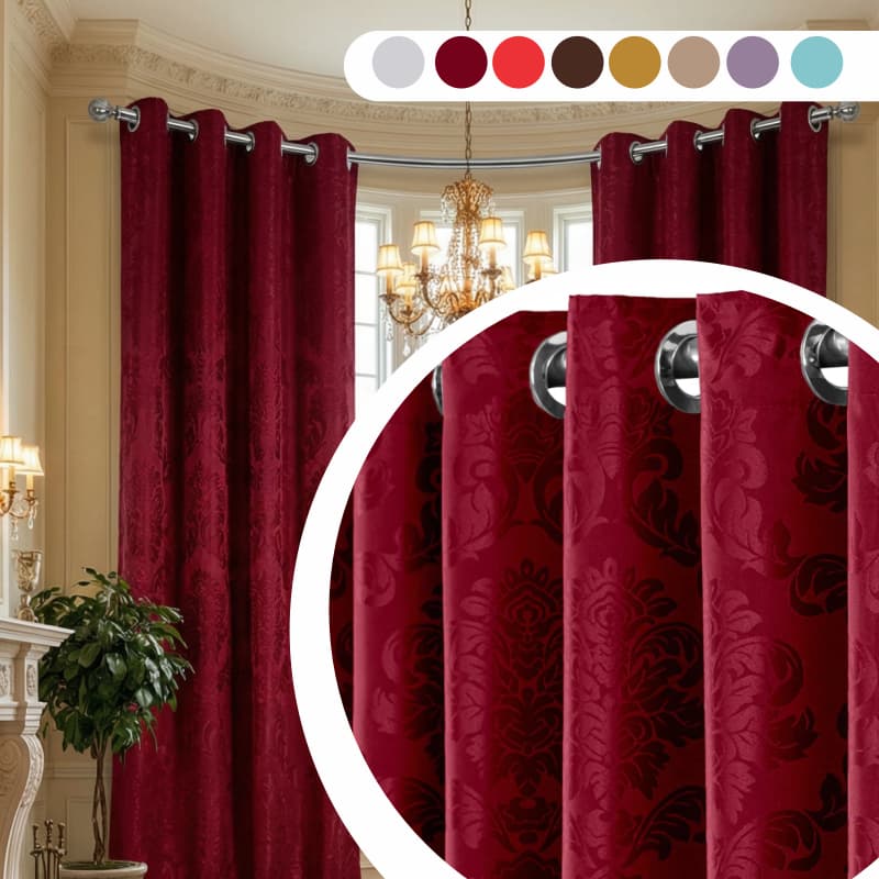 Cortina de Cetim Jacquard 3,00 x 2,70 m para Sala e Quarto Luxo