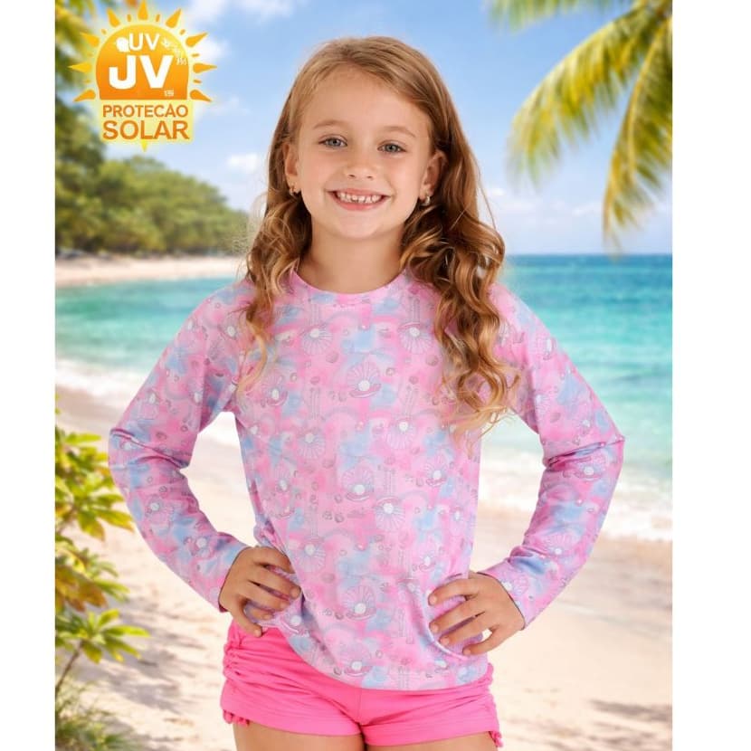 Conjunto UV Moda Praia Infantil Menina 6 ao 16 anos