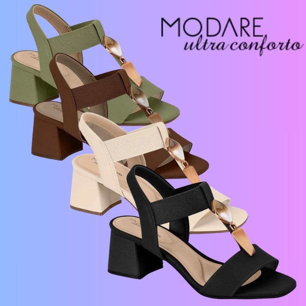 Sandália Modare Feminina Ultra Conforto Pedraria Antiderrapante Elástico Original