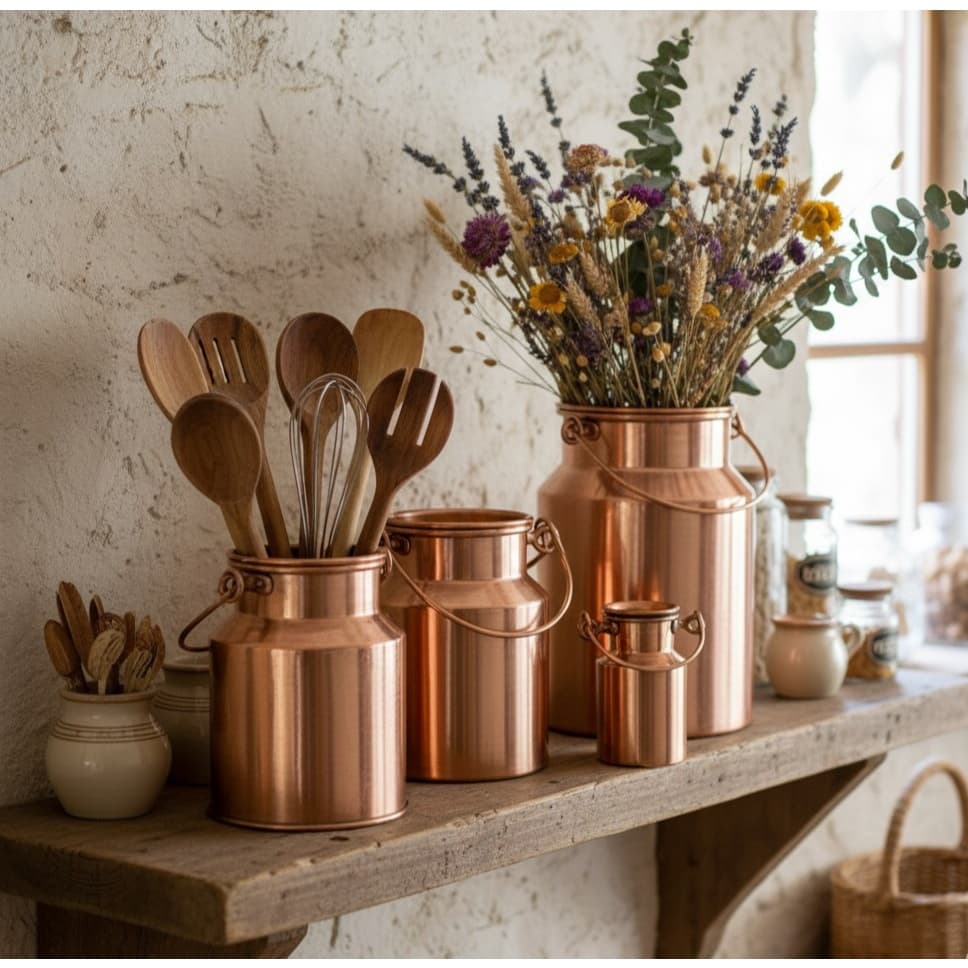 Kit 4 Leiteiras Alumínio Cobre 200ml, 500ml, 1L e 2L