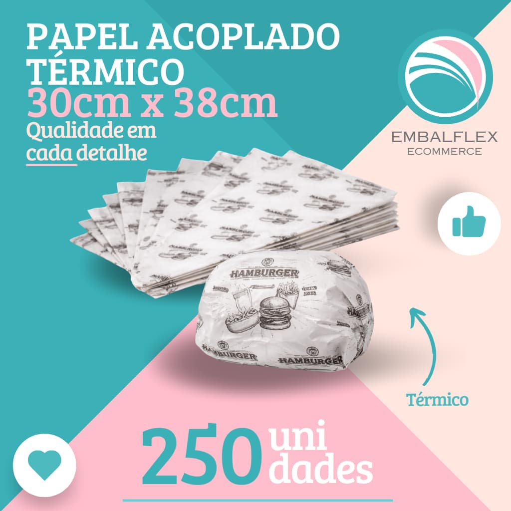 Papel Acoplado Para Hamburguer - Delivery 30x 38 C/ 250un