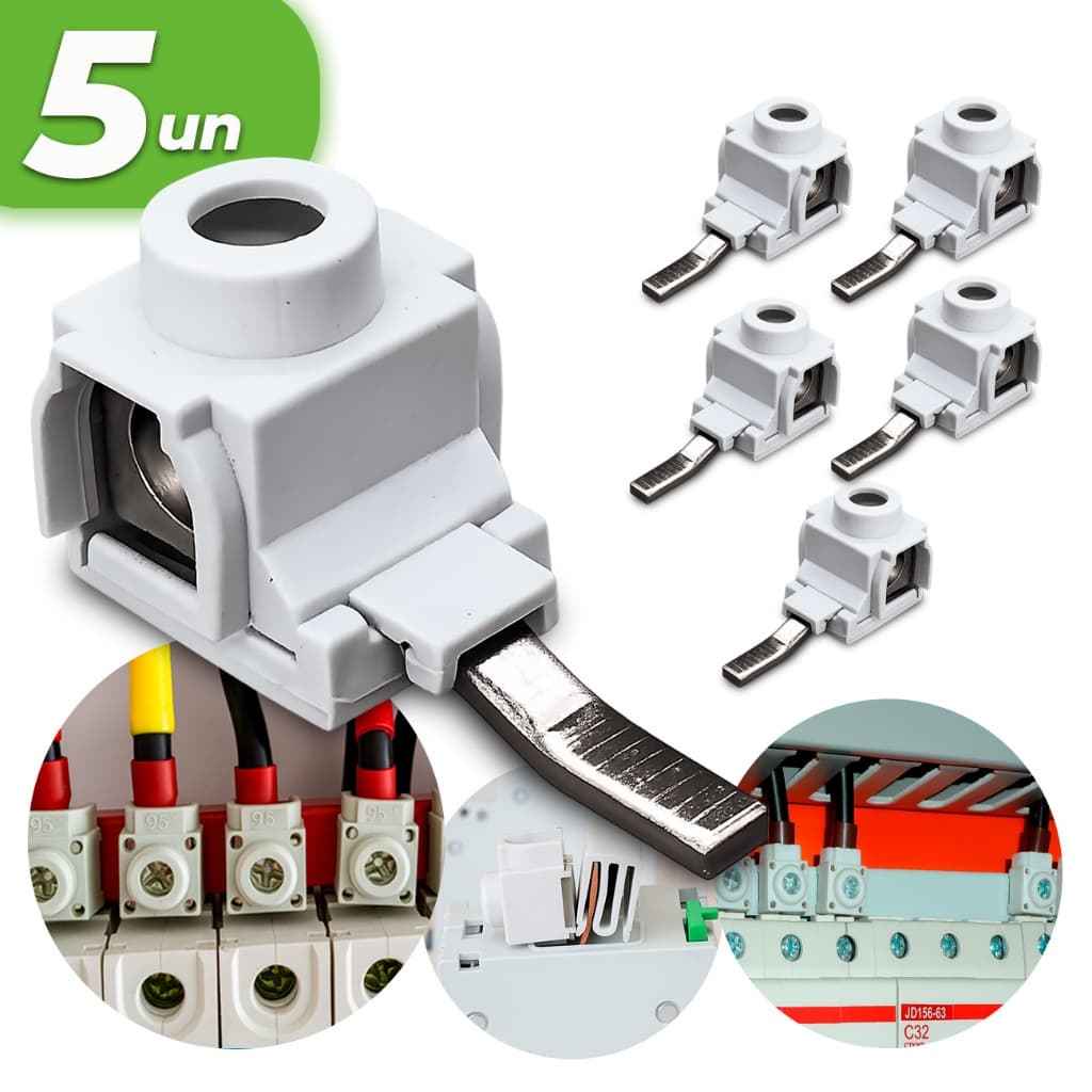 Kit 5 Conector Genérico 6mm a 25mm Saida Lateral Terminal P/ Disjuntor Interruptor Terminal Elétrico