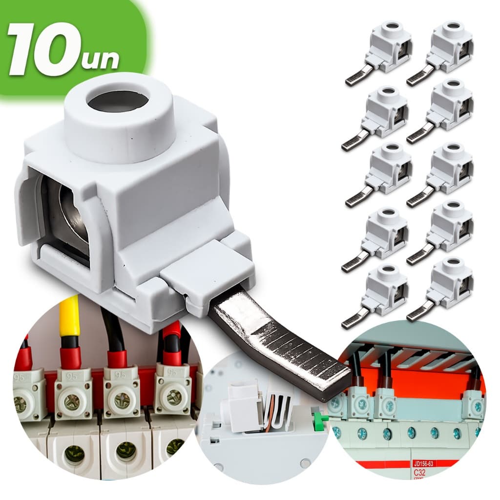 Kit 10x Conector Genérico 6mm a 25mm Lateral Terminal P/ Disjuntor Interruptor Terminal Elétrico