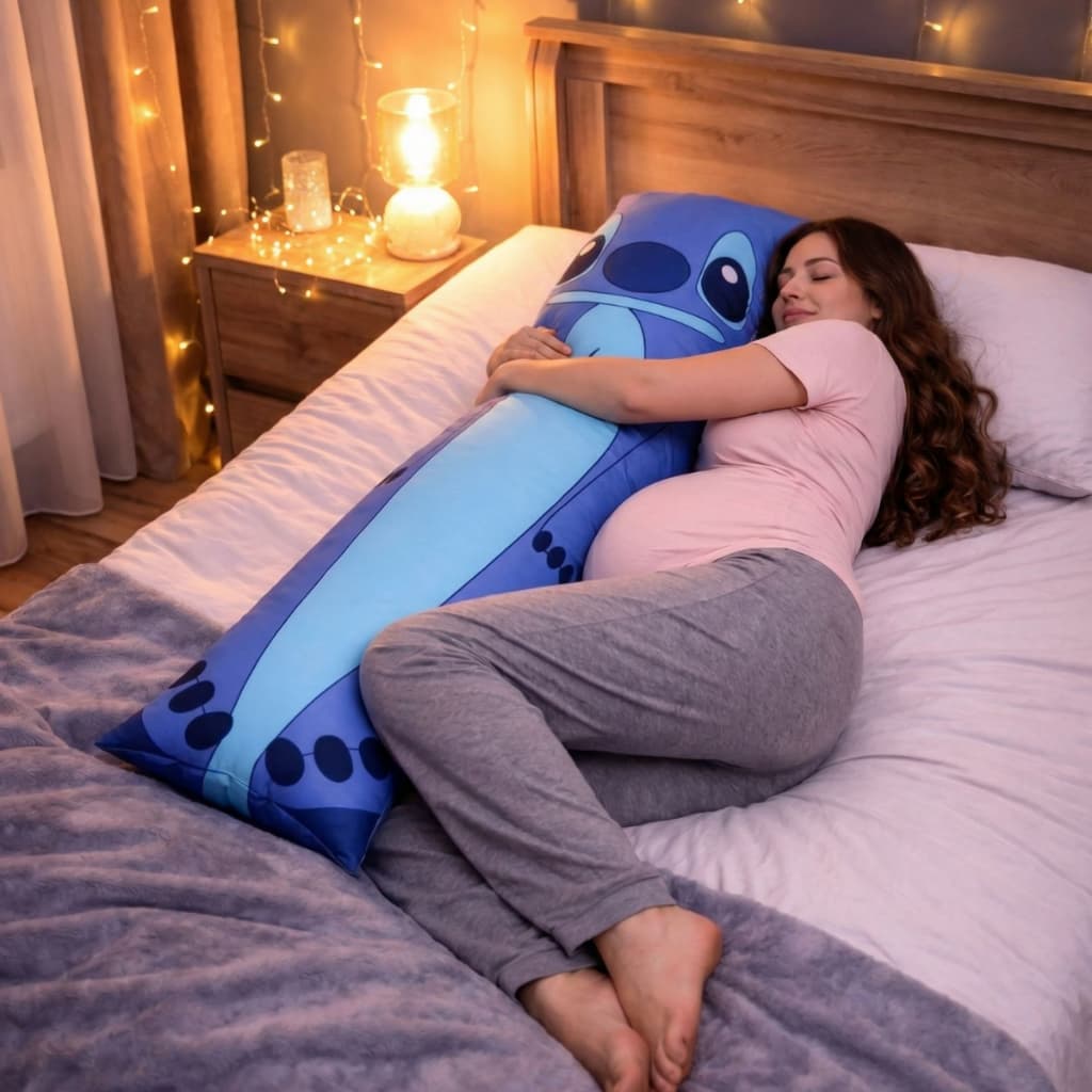 Almofada de Corpo Stitch 1,45m Travesseiro Gestante Macio