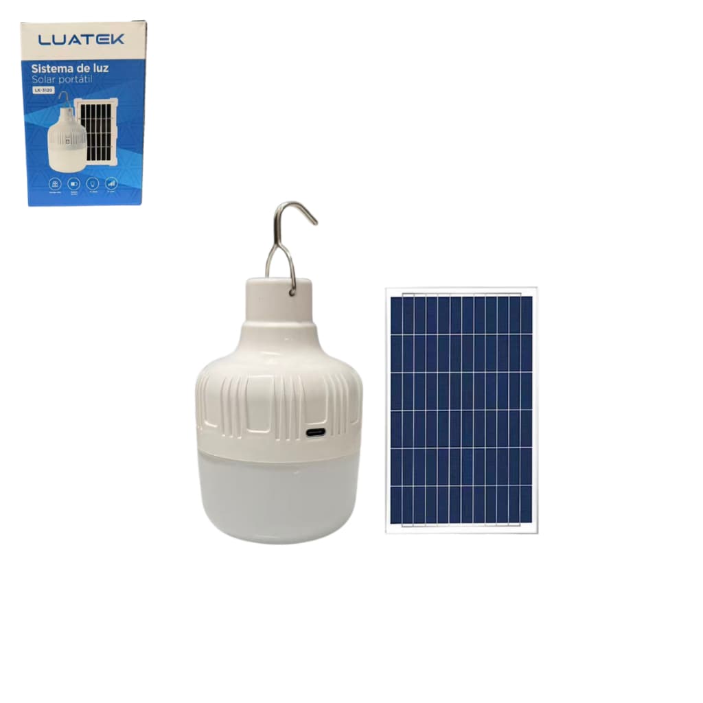 Lâmpada LED Bulbo Recarregável Sem Fio Com Painel Solar 10W Portátil