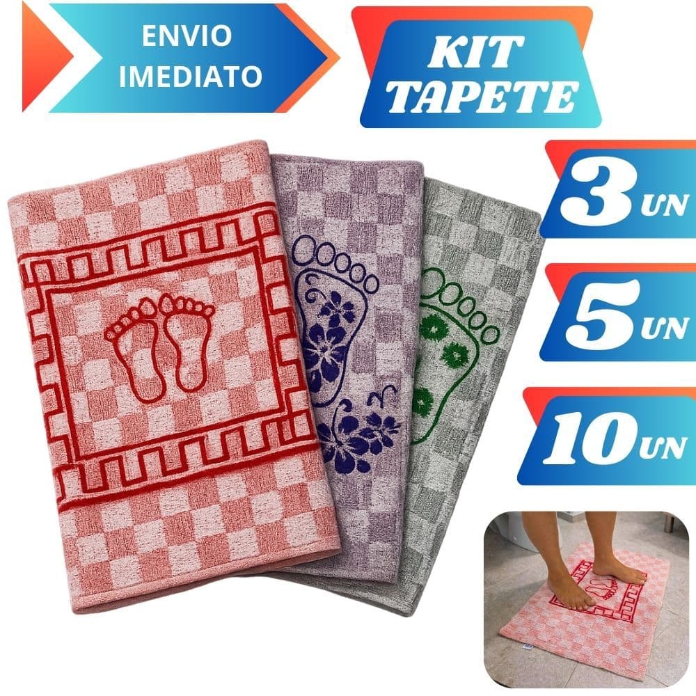 Kit 10 5 ou 3 Tapete Para Banheiro Toalha de Piso Atoalhado Tapete Pezinho Estampado
