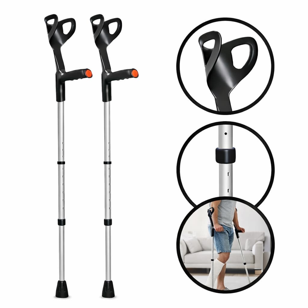 Par Muleta Ortopédica Canadense Auxiliar Com 10 Niveis de Regulagem até 120 Kg