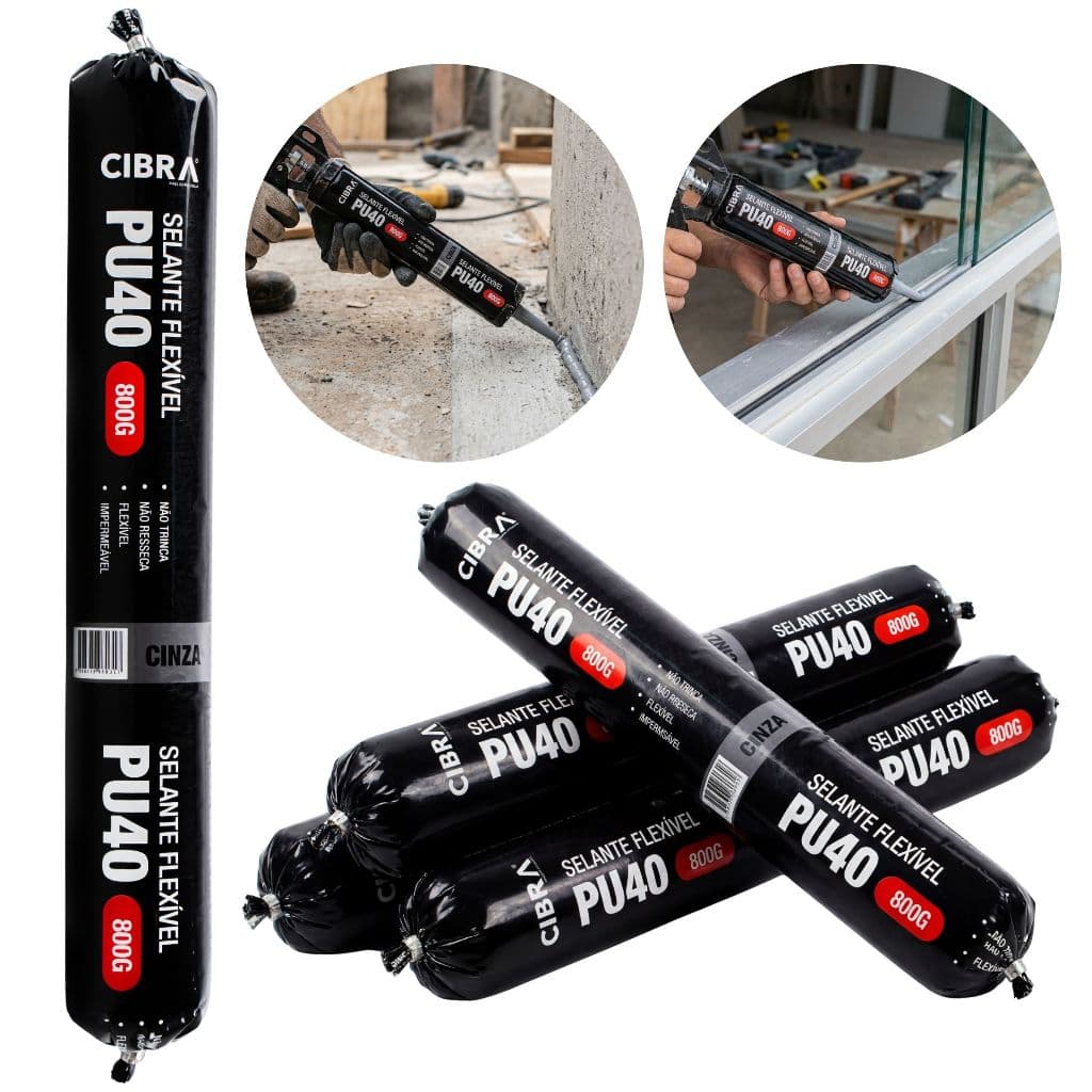 Sache 1-6 Selante Pu 40 800g Cibra Flex Cinza Branco Cola Construção Adesivo PVC Isopor Calha Telha