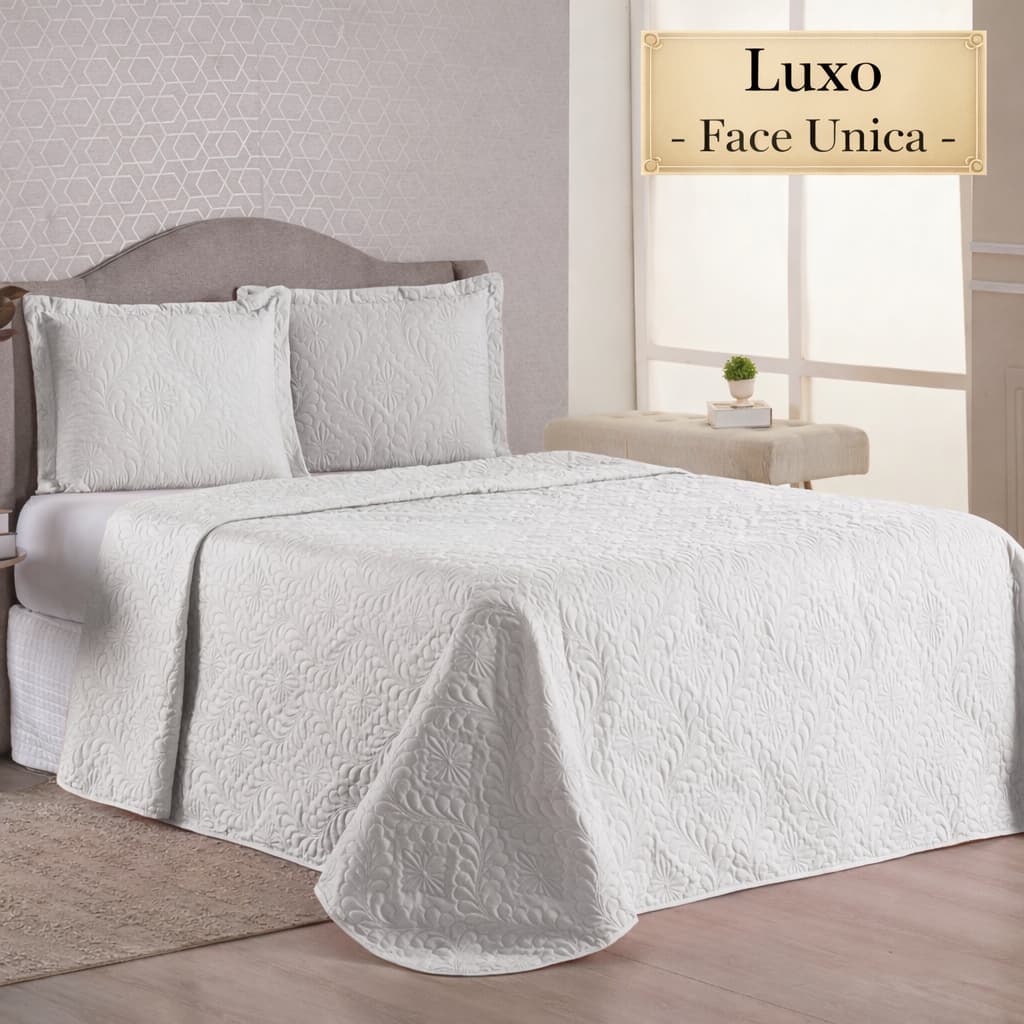 Cobre Leito Luxo Casal Kit + 2 Porta Travesseiro - MJ